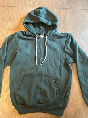 American Apparel Hoodie USA Made Green Sz S Minimalist Y2K Style Excellent Cond